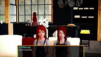 Teen brunette with big tits in family game