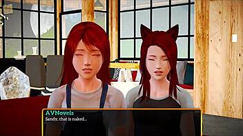 Teen brunette with big tits in family game