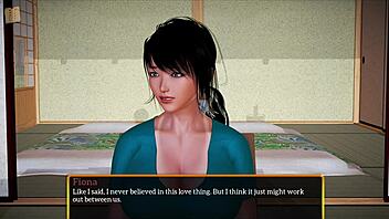 Teen brunette with big tits in family game