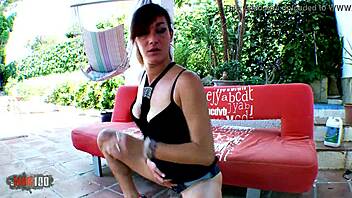 Horny mature arab brunette Samia Christal strips and rips clothes on webcam, showing hairy pussy