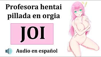 Teacher leads hentai orgy with jerk off instructions.