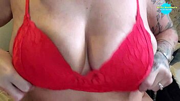 Lonely Housewife Gives Herself An Oily Tit Wank