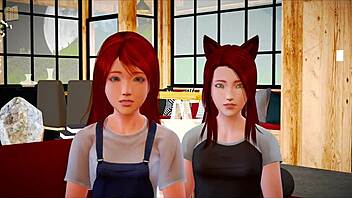 Teen brunette with big tits in family game