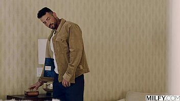 Milfy sexy milf Caitlin catches contractor jerking off.