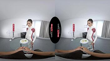 Bold latex android rides cowgirl in vr with doggystyle and missionary