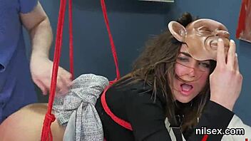Horny sweetie endures painful anal treatment in asylum