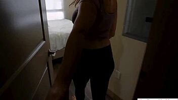 busty cougar stepmom stops yoga for a relaxing break with family