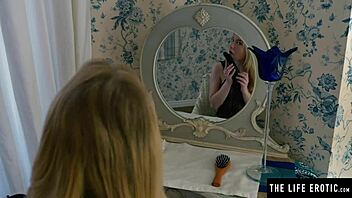 Teen 18+ Blonde Rides Dildo Doggy Style