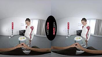 Bold latex android rides cowgirl in vr with doggystyle and missionary