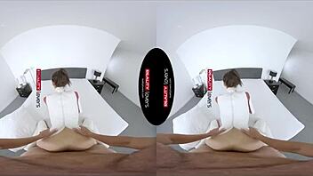 Bold latex android rides cowgirl in vr with doggystyle and missionary