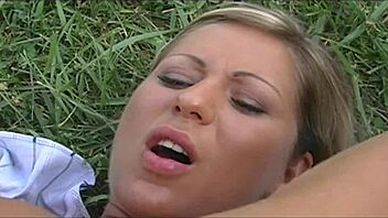 linda slim gets a dick outside for facial cumshot and fucking