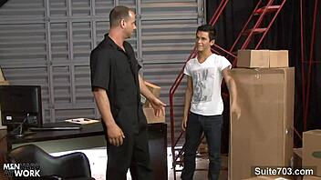 excited gays fucking at work with monster cocks?