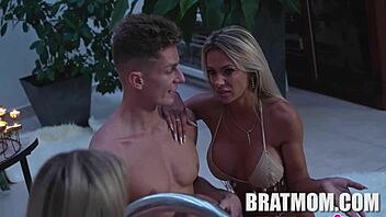 Matthew Meier and Micky Muffin in a poolside hardcore encounter with Shalina Devine