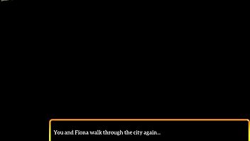 Teen brunette with big tits in family game