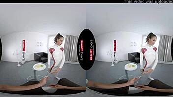 Bold latex android rides cowgirl in vr with doggystyle and missionary