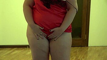 Beautiful bbw engages in solo activity on the bed