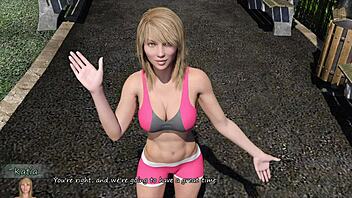 training with sexy blonde katia john, can't stop staring at her big boobs