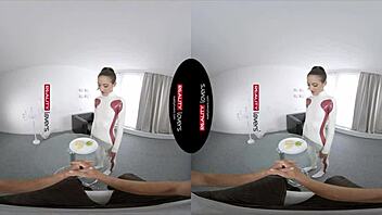 Bold latex android rides cowgirl in vr with doggystyle and missionary