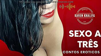Erotic narrative with triple play featuring Karen Khalifa
