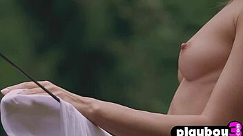 fatima kojima poses in lingerie before stripping naked