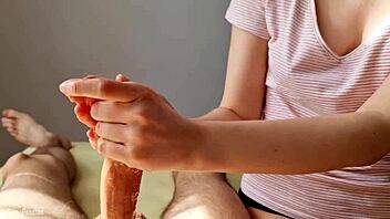 look at this pov hot handjob leading to huge ruined cumshot with massage