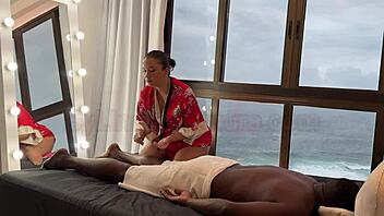 Lina Nakamura's passionate massage leads to an intense encounter with a black man