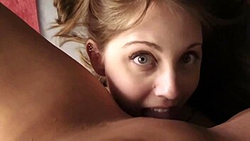 Teen 18+ Pretty Eyes Licks Girlfriends Pussy Passionately in Homemade POV High Definition!
