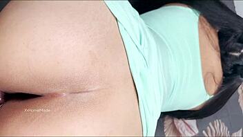 cute brunette stepsister refuses condom in assfucking sex with big ass cumshot