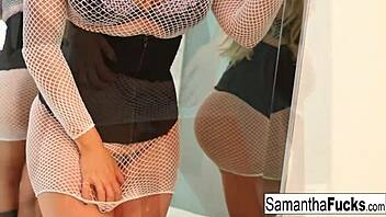 Blonde babe Samantha has fun anal!