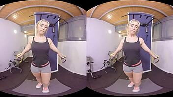 Fitness enthusiast gets naughty in steamy VR sex session