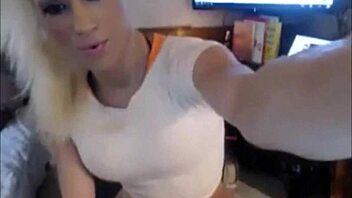 Watch blonde shemale masturbate her cock on live webcam?