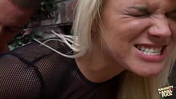 stunning blonde gags on cock then sucks it from her asshole