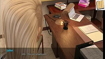 Wvm 46: office antics with seductive blonde cheerleader in animated depiction