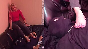 Blonde Milf Feet Worship on Sofa