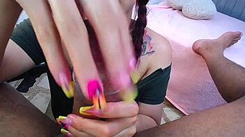 black beauty with big tits teases a monster cock during massage