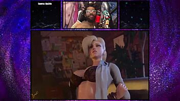 Dr. Mercy's tight bald pussy cures all ailments in her anime clinic