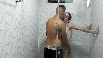 Horny Trans Shower Fun
