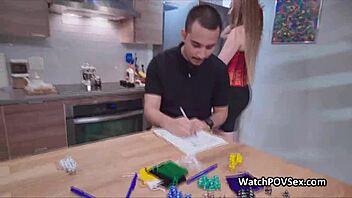 Damn! My Girlfriend Blew Me During Board Game Night with Friends in a Sexy Corset!