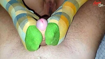 Steamy encounter with voluptuous mature woman in green footwear experiencing intense penetration