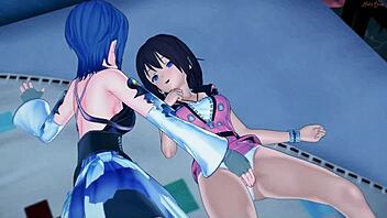 aqua rubs kiaris pussy then they eat each other out in kingdom hearts hentai
