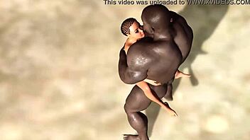 Intense beach encounter with a well-endowed black man and an eager ebony on the wild island