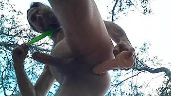 Gay Gringo Slut Takes Dildo in Public Forest