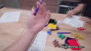 Damn! My Girlfriend Blew Me During Board Game Night with Friends in a Sexy Corset!