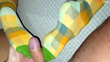 Steamy encounter with voluptuous mature woman in green footwear experiencing intense penetration