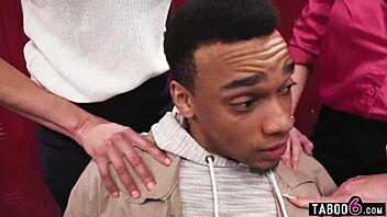 Why are these big boobs milf teachers disciplining the black student with a reverse gangbang?