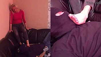 Blonde Milf Feet Worship on Sofa