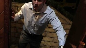 Busty Babes Tug And Suck Tied Up Guy