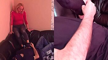 Blonde Milf Feet Worship on Sofa