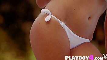 Two Sexy Brunette Babes Passion Outdoor Striptease! Watch Them!