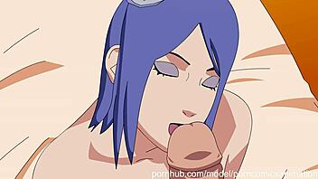 Naruto parody Konan hard sex anime hentai scene